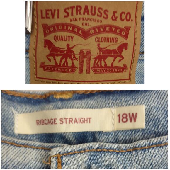 Levi's Ribcage Straight Ankle Jeans Plus Sz 18W Light Wash Button Fly - Picture 3 of 16